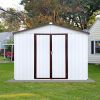 Metal garden sheds 6ftx8ft outdoor storage sheds white+offee