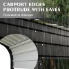 Carport 12x20 FT Heavy Duty Carport CanopyUpdated Frame Structure Galvanized Steel Roof and Enhanced BaseMetal Carport Garage for Pickup, Boat