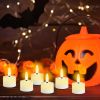 6Pack Rechargeable Tea Lights With Charging Base Flameless Flickering LED Candles with Timer Remote Control for Halloween Christmas Wedding Party