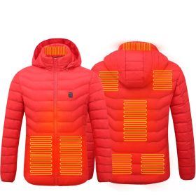 Men Heated Puffer Jacket Electric Heating Coat Insulated Hood Windbreaker 9Heat Zones (Option: Red Zone8-3xl)