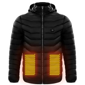 Men Heated Puffer Jacket Electric Heating Coat Insulated Hood Windbreaker 9Heat Zones (Option: Black-2xl)