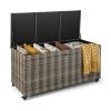 96 Gallon PE Wicker Outdoor Storage Box with 4 Wheels