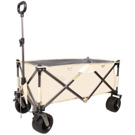 Folding Wagon, Heavy Duty Utility Beach Wagon Cart for Sand with Big Wheels, Adjustable Handle&Drink Holders for Shopping, Camping,Garden and Outdoor (Color: as Pic)