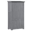 Wooden Garden Shed 3-tier Patio Storage Cabinet Outdoor Organizer Wooden Lockers with Fir Wood Shutter Design