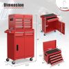 2-in-1 Rolling Tool Chest with 5 Sliding Lockable Drawers