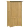 Wooden Garden Shed 3-tier Patio Storage Cabinet Outdoor Organizer Wooden Lockers with Fir Wood Shutter Design