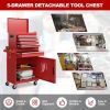2-in-1 Rolling Tool Chest with 5 Sliding Lockable Drawers