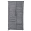 Wooden Garden Shed 3-tier Patio Storage Cabinet Outdoor Organizer Wooden Lockers with Fir Wood Shutter Design
