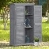 Wooden Garden Shed 3-tier Patio Storage Cabinet Outdoor Organizer Wooden Lockers with Fir Wood Shutter Design