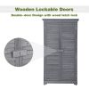 Wooden Garden Shed 3-tier Patio Storage Cabinet Outdoor Organizer Wooden Lockers with Fir Wood Shutter Design