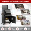 2-in-1 Rolling Tool Chest with 5 Sliding Lockable Drawers