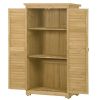 Wooden Garden Shed 3-tier Patio Storage Cabinet Outdoor Organizer Wooden Lockers with Fir Wood Shutter Design