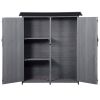 Outdoor 5.3ft Hx4.6ft L Wood Storage Shed Tool Organizer; Garden Shed; Storage Cabinet with Waterproof Asphalt Roof; Double Lockable Doors; 3-tier She